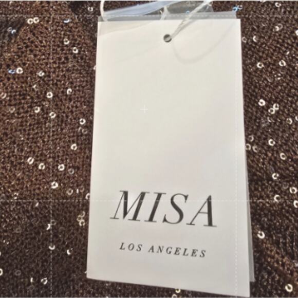 MISA Los Angeles Rafael Cardigan Dress in Chocolate Shimmer NWT Size Medium - Picture 4 of 4